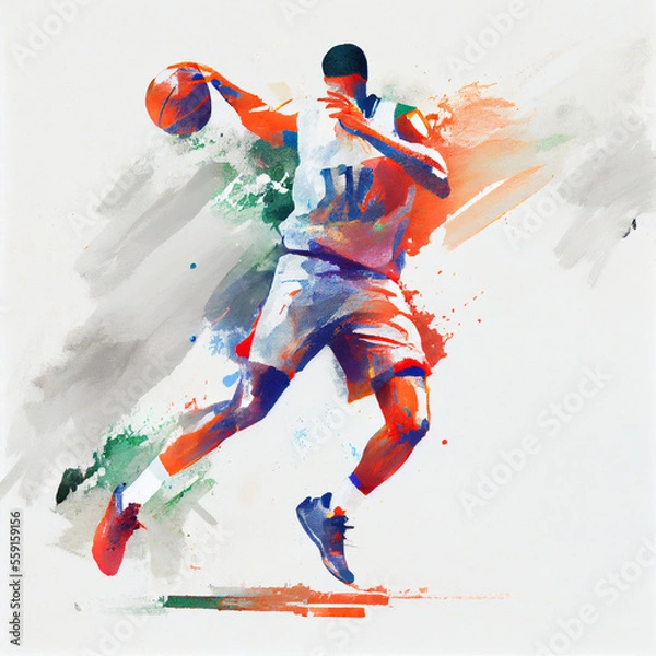 Obraz Basketball player illustration character in abstract style