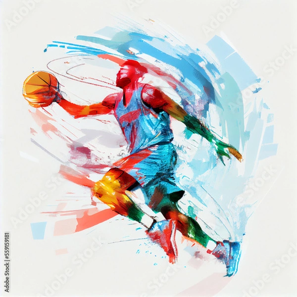 Obraz Basketball player illustration character in abstract style