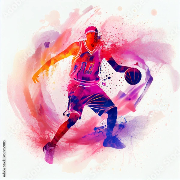 Obraz Basketball player illustration character in abstract style