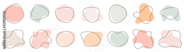 Fototapeta Set of abstract fluid shapes in pastel colors. Flat vector illustrations