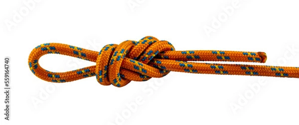 Fototapeta figure of eight knot orange rope example of with transparent background, png