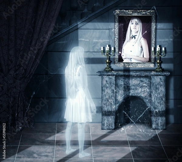 Obraz Smutny duch patrząc na portret