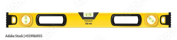 Fototapeta Bubble tool, realistic yellow construction level isolated. Ruler building and engineering equipment. png