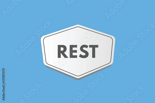 Fototapeta rest text Button. rest Sign Icon Label Sticker Web Buttons
