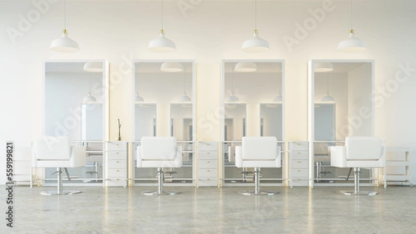 Obraz White luxury modern salon interior - 3D rendering