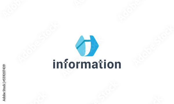 Fototapeta Letter  i technological hexagonal 3d modern logo 