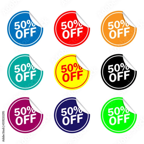 Fototapeta set 50 percent offer of colorful sale labels