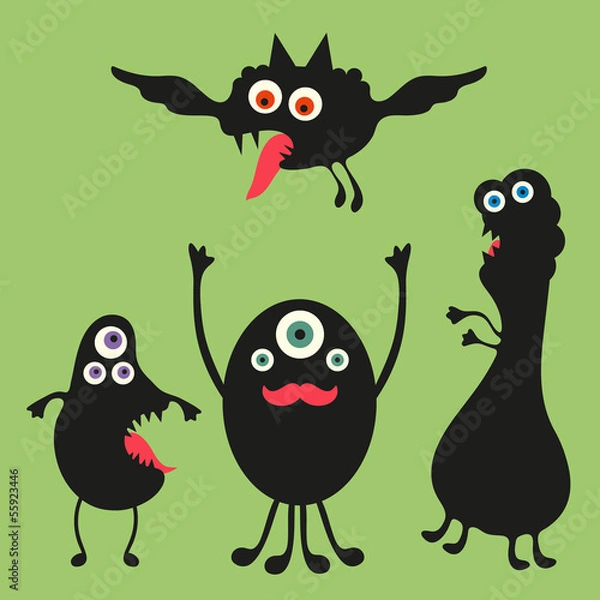 Fototapeta Happy monsters vector images. Set 2
