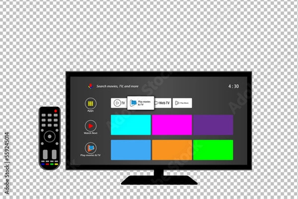 Fototapeta Smart TV with remote control. Vector illustration 