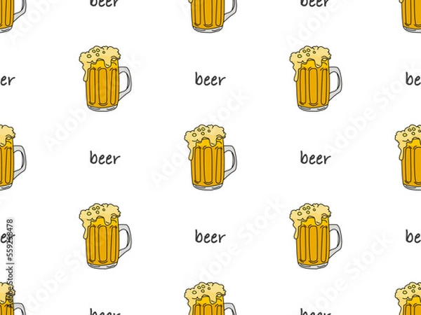 Fototapeta Beer cartoon character seamless pattern on white background