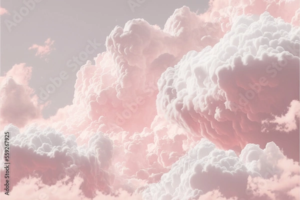 Fototapeta Pink aesthetic wallpaper with cloud. Generative AI.