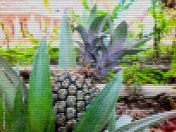 Fototapeta Abstract patchwork background, inside was a pattern resembling greenery.