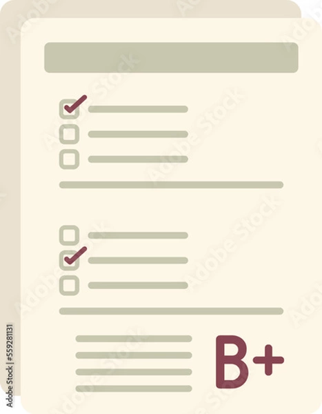 Fototapeta Paper test icon flat vector. Answer exam. Sheet mark isolated