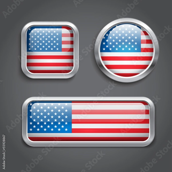 Obraz USA flag glass buttons