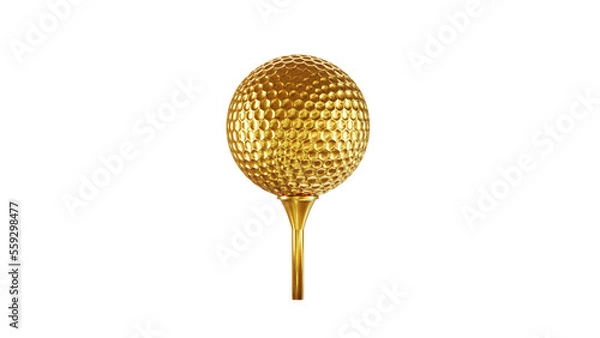 Obraz gold golf ball on golf tee 3D rendering