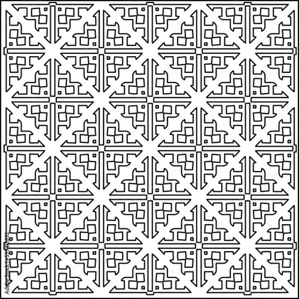 Obraz Stylish texture with figures from lines.
Abstract geometric black and white pattern for web page, textures, card, poster, fabric, textile. Monochrome graphic repeating design. 