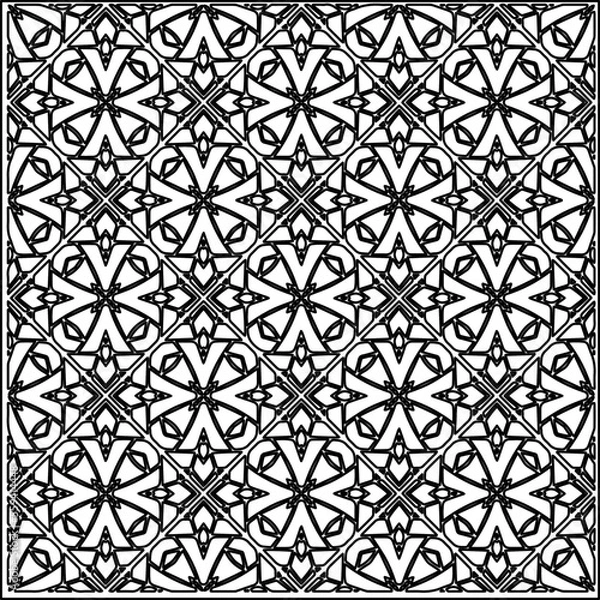 Fototapeta Stylish texture with figures from lines.
Abstract geometric black and white pattern for web page, textures, card, poster, fabric, textile. Monochrome graphic repeating design. 