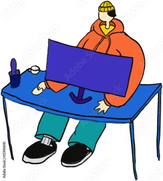 Obraz person with a computer