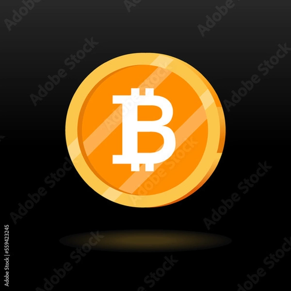 Fototapeta Bitcoin BTC Cryptocurrency shining coin design. Cryptocurrency Blockchain technology. Vector Illustration