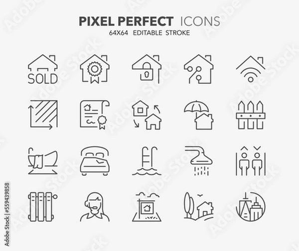 Fototapeta real state thin line icons 2/2