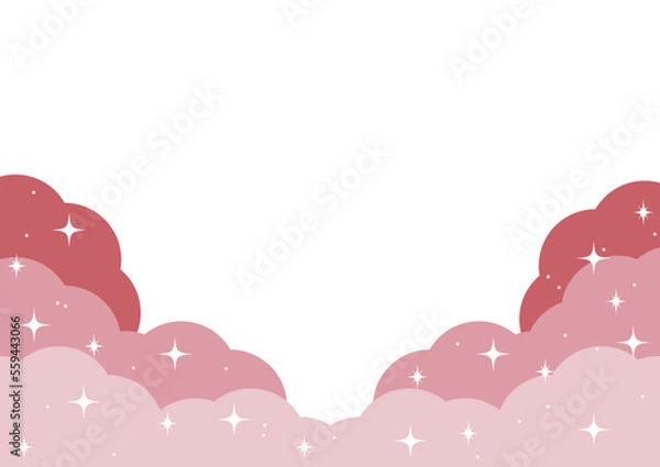 Obraz ピンクのもくもく雲のかわいい背景フレーム素材