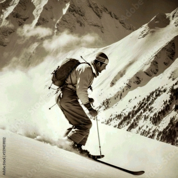 Obraz Vintage skier