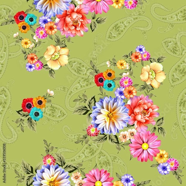 Obraz New Beautiful Digital Print Seamless Pattern Allover Design For Textile Design Printing