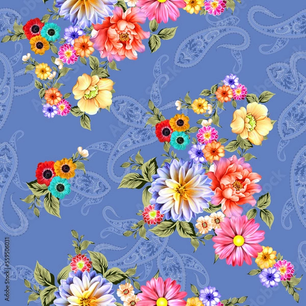 Obraz New Beautiful Digital Print Seamless Pattern Allover Design For Textile Design Printing