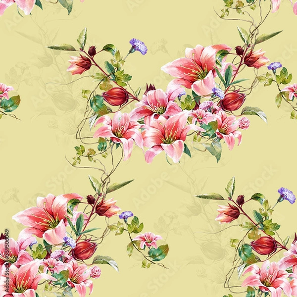 Fototapeta New Beautiful Digital Print Seamless Pattern Allover Design For Textile Design Printing
