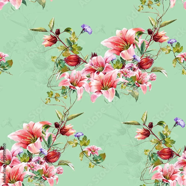 Obraz New Beautiful Digital Print Seamless Pattern Allover Design For Textile Design Printing