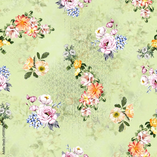 Obraz New Beautiful Digital Print Seamless Pattern Allover Design For Textile Design Printing