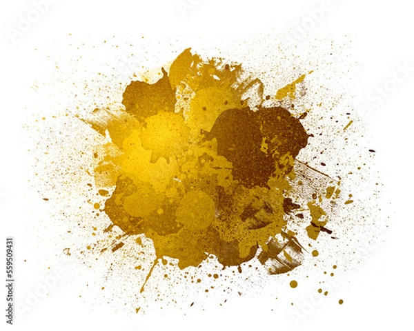 Obraz gold paint splashes,  isolated white background