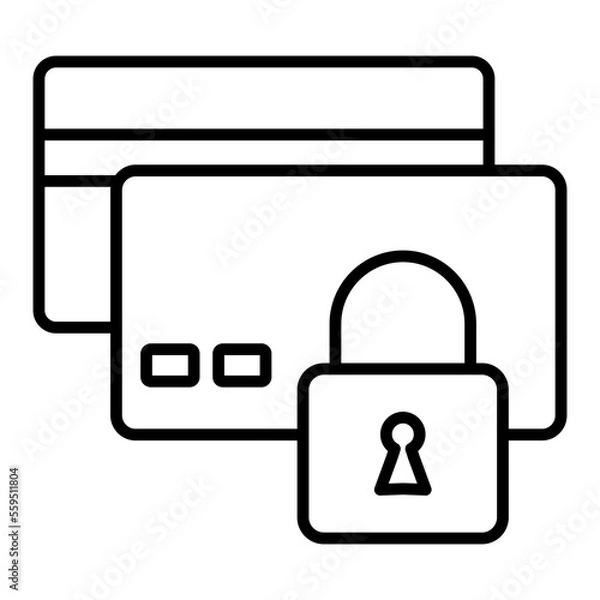 Fototapeta Credit-Card Isolated Silhouette Solid Line Icon with credit-card, lock, security Infographic Simple Vector Illustration