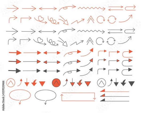 Obraz 手書き矢印セット　赤ver