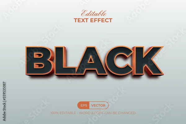 Fototapeta 3D Text Effect Black Orange Style. Editable Text Effect.