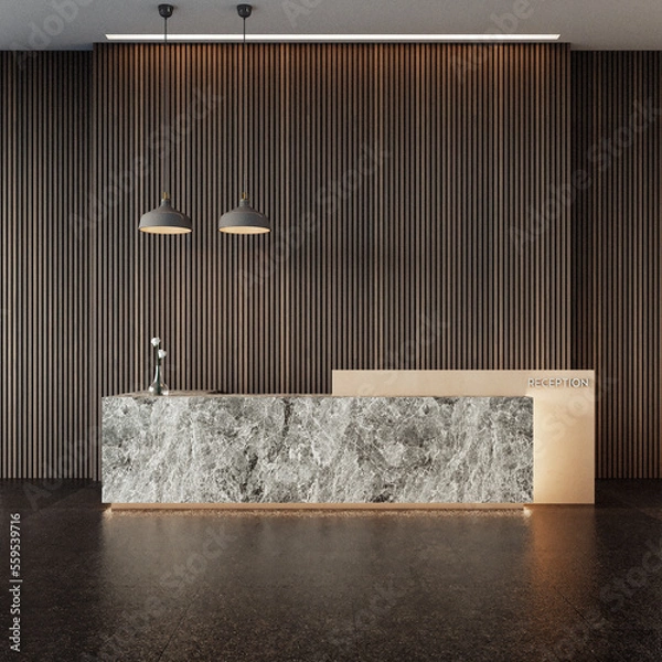 Fototapeta Luxury modern reception desk - 3D rendering