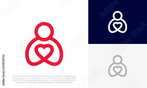 Obraz mother care simple line logo design vector