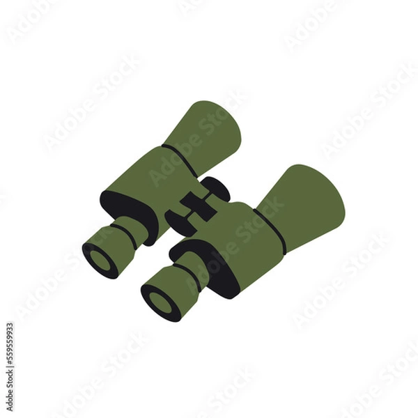 Fototapeta Binoculars hand drawn illustration on white background. Optical instrument for military, marine, hunting, astronomical, tourism. Style vector field glass icon