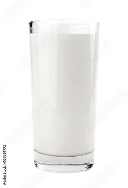 Fototapeta Glass of milk isolated on transparent background. Png format