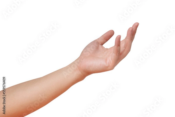 Obraz Hand reach out with palm open up. Ready for help and support concept. Background cutout.