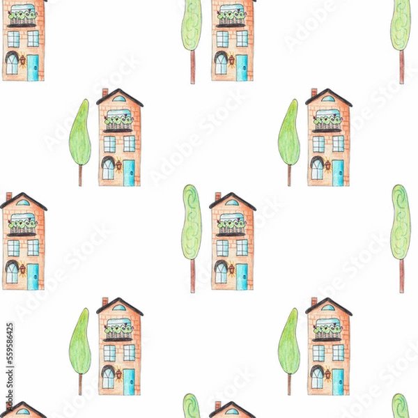 Obraz seamless pattern with houses 