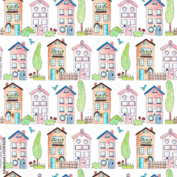Obraz seamless pattern with houses 