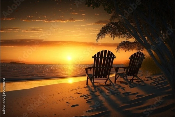 Obraz sunset on the beach chill landscape