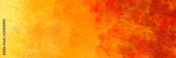 Fototapeta Red orange and yellow background, watercolor painted texture grunge, abstract hot sunrise or burning fire colors illustration, colorful banner or website header design