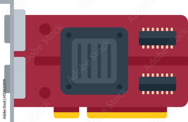 Fototapeta Gpu board icon flat vector. Computer card. Chip fan isolated
