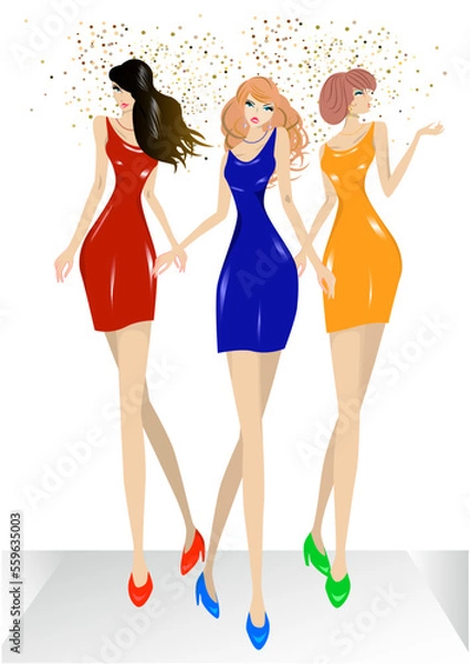 Fototapeta 女性、ドレス、モデル、ファッション、