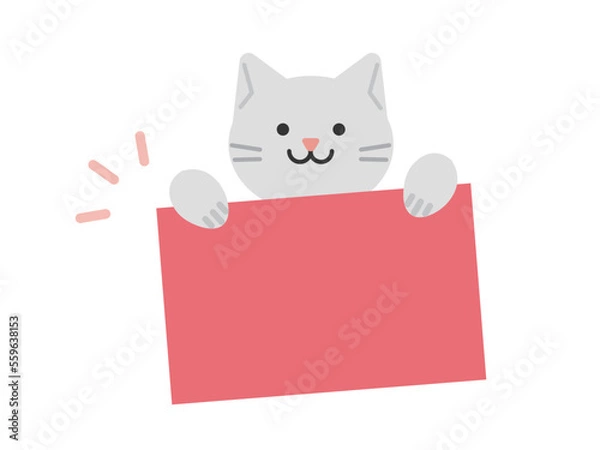 Obraz メッセージカードを持った猫のイラスト