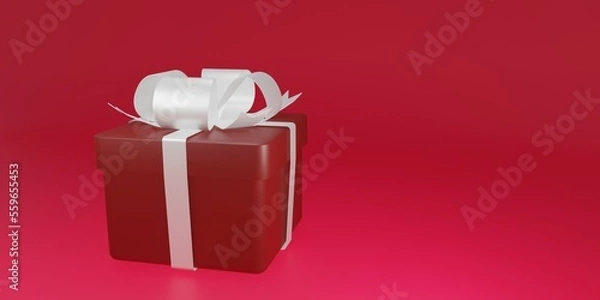 Fototapeta red gift box on red background 3d render