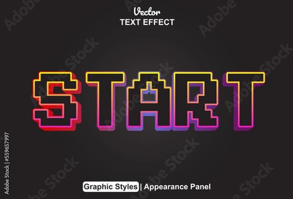 Fototapeta start text effect with graphic style and editable.