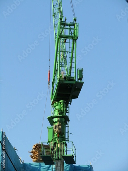 Fototapeta 大型ビル建設中のクレーン